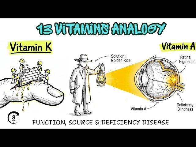 Video thumbnail for All 13 Vitamins Explained in 8 Minutes || Vitamin Analogy