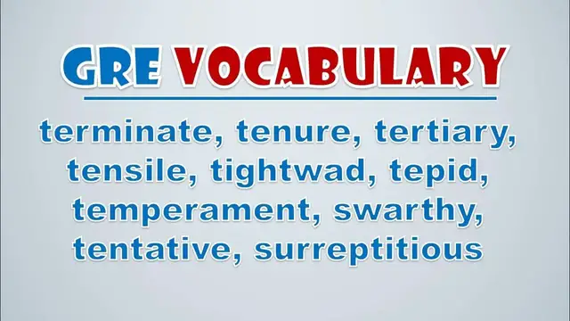 Video thumbnail for GRE Vocabulary: Terminate, Tenure, Tertiary, Tensile, Tightwad, Tepid, Temperament, Swarthy