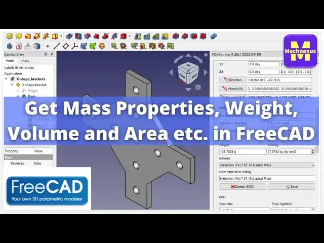 Video thumbnail for Get Mass Properties, Weight, Volume and Area etc. in FreeCAD | FreeCAD Tutorial |