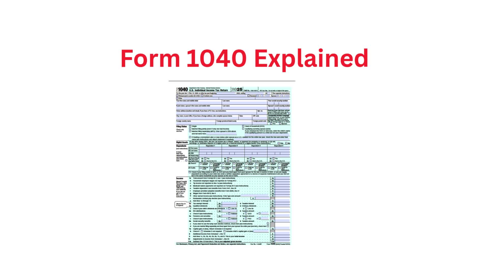 Video thumbnail for IRS Form 1040 Explained in 60 Seconds