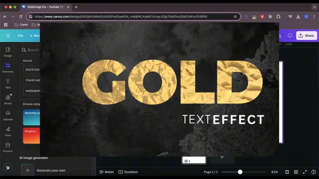 Video thumbnail for How to Create a Stunning Gold Text Effect in Canva Easy & Quick!