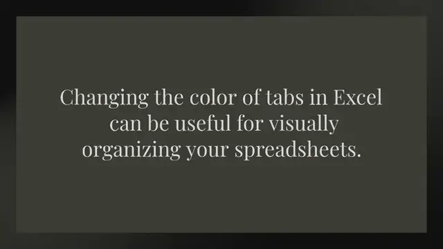 Video thumbnail for Why can’t I change the color of a tab in Excel?
