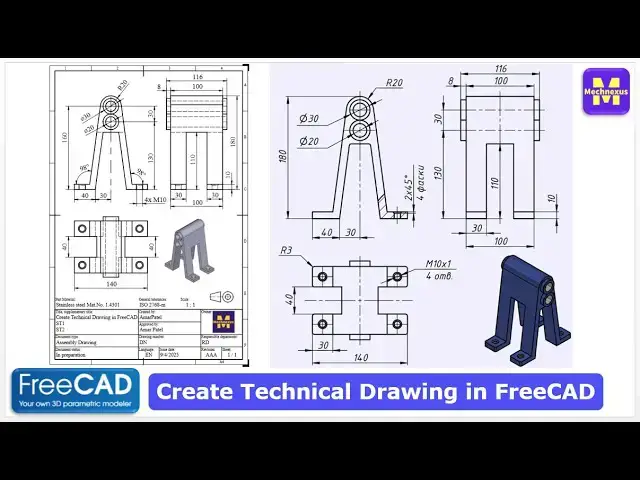 'Video thumbnail for FreeCAD Technical Drawing Tutorial | FreeCAD Tutorial | FreeCAD Drawing | Mechnexus |'