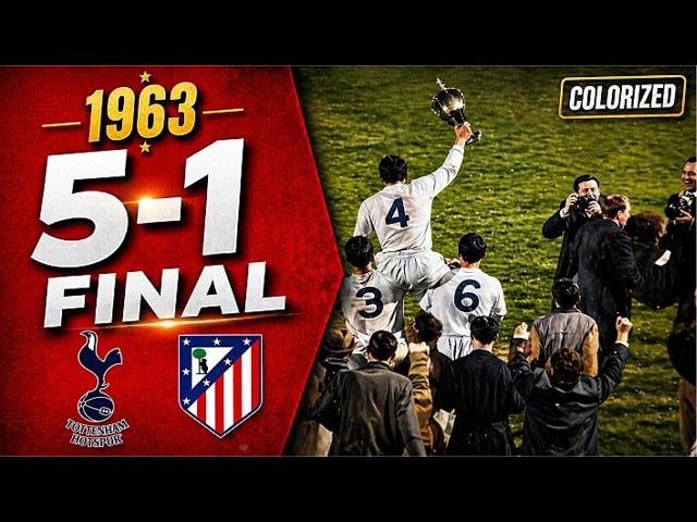 Video thumbnail for 1963 European CWC Final Tottenham vs Atletico Madrid 5-1 | Colorized Football Match in 4K 60fps