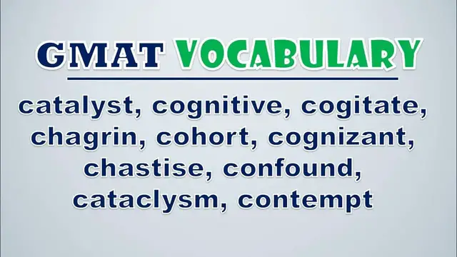 Video thumbnail for GMAT Vocabulary: Catalyst, Cognitive, Cogitate, Chagrin, Cohort, Cognizant, Chastise, Confound