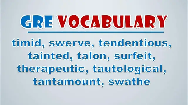 Video thumbnail for GRE Vocabulary: Timid, Swerve, Tendentious, Tainted, Talon, Surfeit, Therapeutic, Tautological