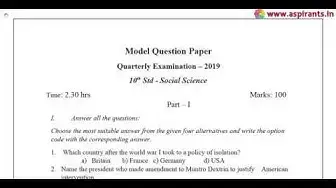 Video thumbnail for 10th Social Science Quarterly Model Question Paper 2019-20 | Nagapattinam District | English Medium