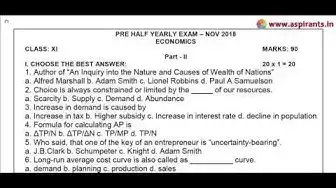 Video thumbnail for 11th Economics Half Yearly Exam 2018 - Model Question Paper | Virudunagar District | English Medium