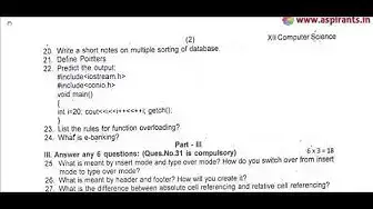 Video thumbnail for 12th Computer Science First Revision 2019 - Question Paper (Madurai District) | (English Medium)