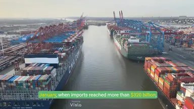 'Video thumbnail for U.S. Imports Hit Record High in February 2025 as Trump’s Tariffs Trigger Panic Buying'