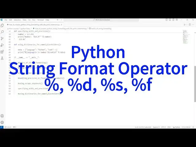 'Video thumbnail for How To Use Python String Formatting Operator To Format Strings'
