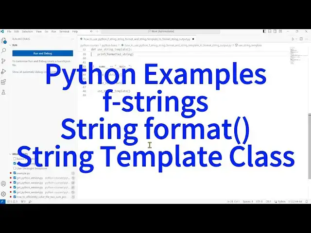 Video thumbnail for How to Format Strings in Python: Using f-strings, the format Method, and Template Class