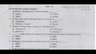 Video thumbnail for 12th Commerce First Mid Term Question Paper 2019-20 | Tanjore District | English Medium