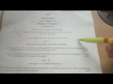 'Video thumbnail for GEOGRAPHICAL THOUGHT 2022 QUESTION PAPER DISCUSSION CU PG MSC 1ST SEMESTER'