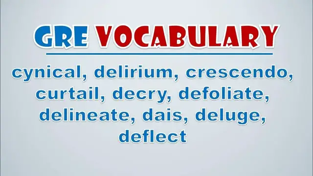 Video thumbnail for GRE Vocabulary: Cynical, Delirium, Crescendo, Curtail, Decry, Defoliate, Delineate, Dais, Deluge