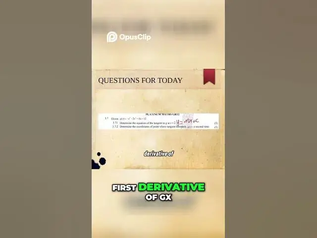 'Video thumbnail for Tangent Equation Easy Method for Calculus Explained! #education #grade12math #grade12exam #equation'