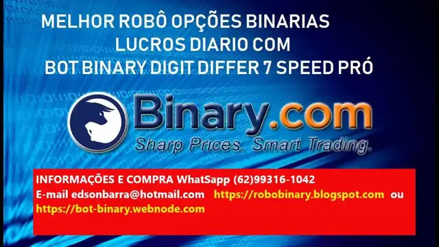 'Video thumbnail for MELHOR ROBÔ OPÇÕES BINARIAS LUCROS DIARIO BOT BINARY DIGIT DIFFER 7 SPEED PRÓ'