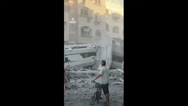 'Video thumbnail for Gaza City mosque blown up by Israeli air attack'
