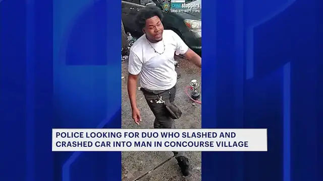 Video thumbnail for Duo on the run after slashing man, striking him with car in Concourse Village