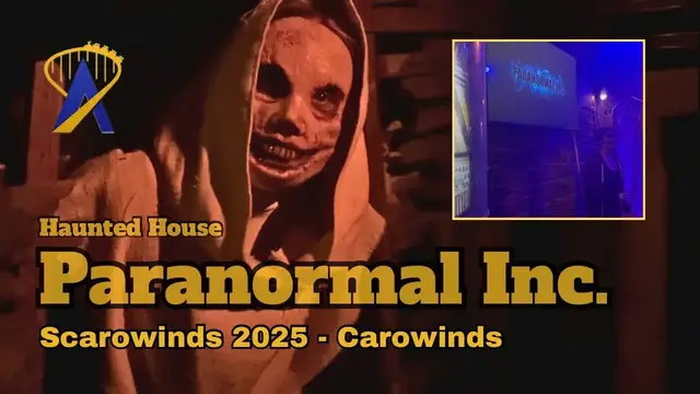 'Video thumbnail for Paranormal Inc. Haunted House Walk-Through from Scarowinds 2025 - Carowinds'