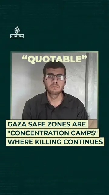 'Video thumbnail for Gaza safe zones are "concentration camps" where killing continues'