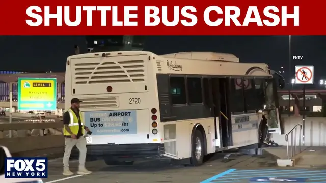 Video thumbnail for 13 injured in shuttle bus crash at Newark Airport, officials say