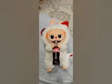 'Video thumbnail for 标准 拉布布双手举起可口可乐大口畅饮 毛绒爪子紧握瓶身 把可乐一饮而尽'