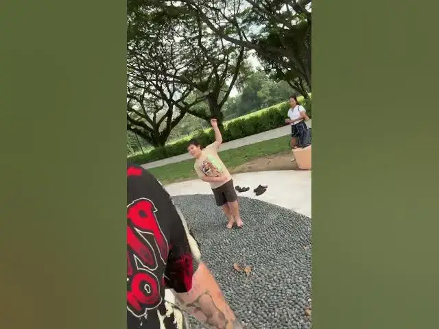 'Video thumbnail for New Pebble Walkway at East Coast Park Hilarious Video #EastCoastPark #ReflexologyWalkway #PebblePath'