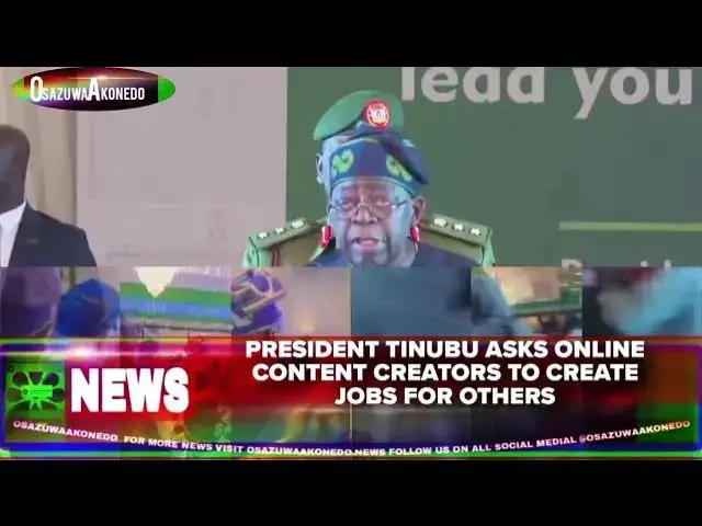 'Video thumbnail for President Tinubu Asks Online Content Creators To Create Jobs For Others'