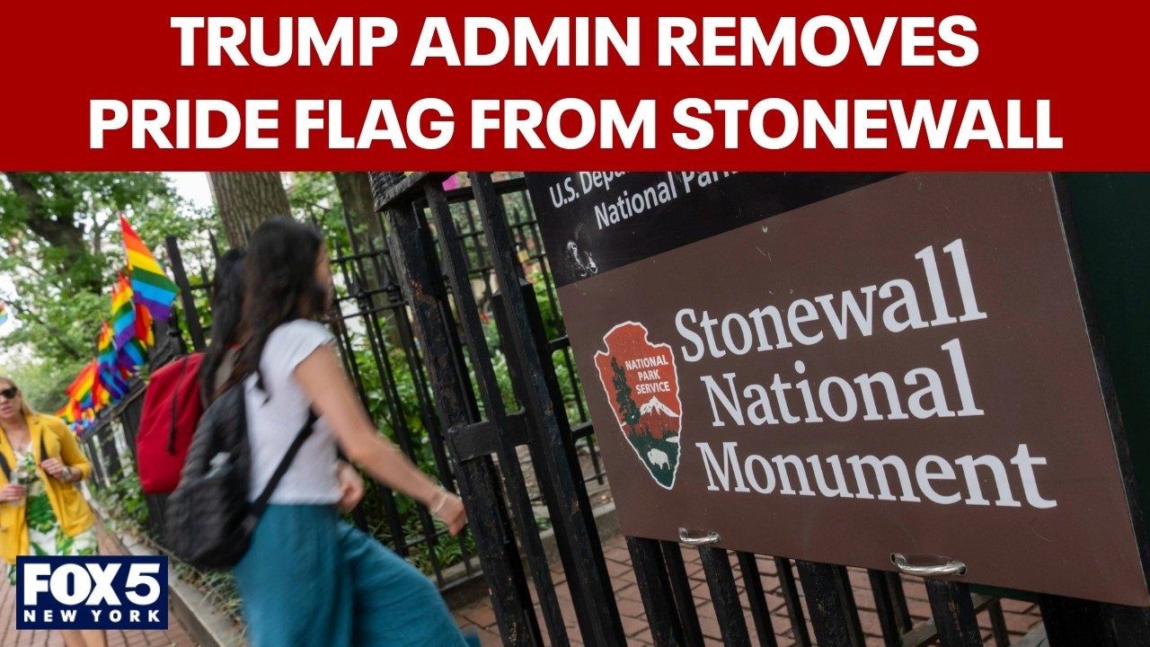 Video thumbnail for Trump administration removes pride flag from Stonewall Monument