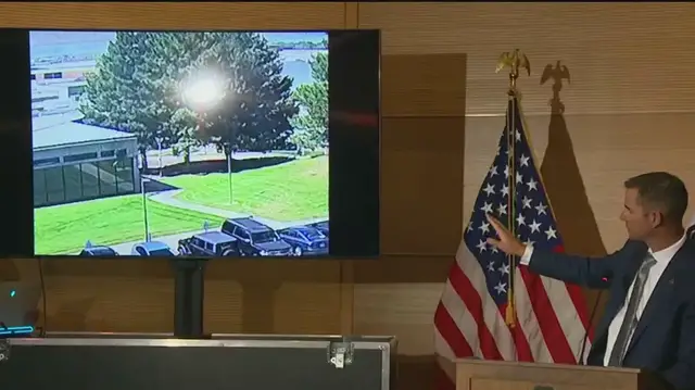 Video thumbnail for Charlie Kirk shooting: Video shows alleged gunman flee scene