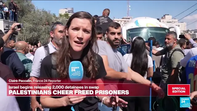 'Video thumbnail for Palestinians welcome released prisoners as part of Gaza ceasefire agreement'