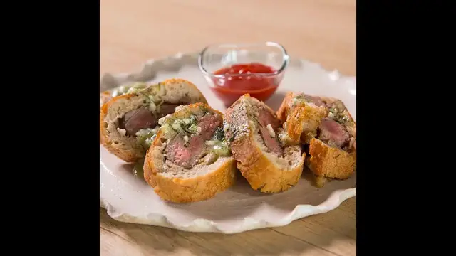 'Video thumbnail for Beef Stuffed French Bread'