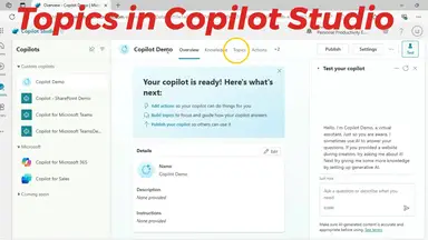 'Video thumbnail for Microsoft Copilot Topics - Deep Understanding of Topic in Copilot Studio'