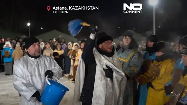 Video thumbnail for Astana celebrates Epiphany with icy-water dips