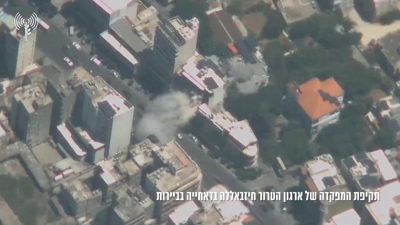 Video thumbnail for Lebanon: Israeli Forces Strike Hezbollah Command Site in Beirut.