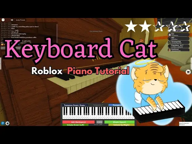 Video thumbnail for Keyboard Cat (EASY Roblox/Virtual Piano Tutorial) | SHEETS IN DESCRIPTION