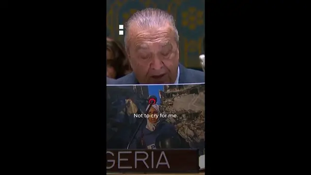 'Video thumbnail for Emotional Algerian UN envoy reads Mariam Abu Daqqa's letter to her son'