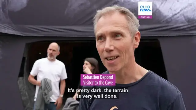 Video thumbnail for A cave for a crowd: French artist JR opens 'Caverne' art work on Pont Neuf bridge in Paris