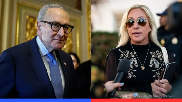 'Video thumbnail for Marjorie Taylor Green calls male GOP colleagues ‘weak;’ Democrats praise Trump for Gaza peace deal'