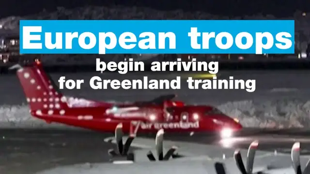 Video thumbnail for European troops arrive in Greenland for training after fraught US talks