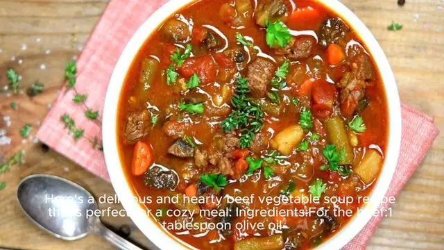 Video thumbnail for Beef vegetable soup recipe