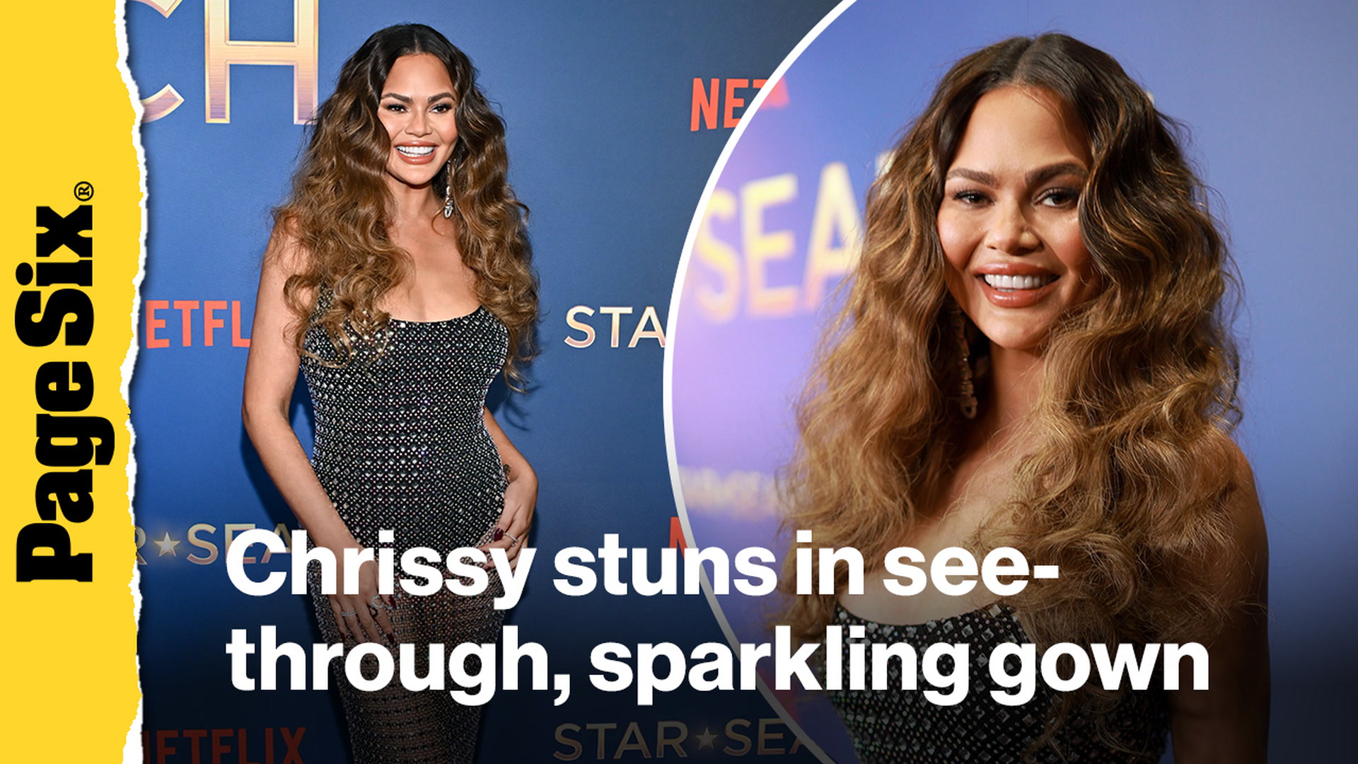 Video thumbnail for Chrissy Teigen hits the 'Star Search' red carpet in see-through, sparkling gown