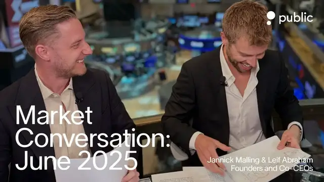 Video thumbnail for Public Co-Founders Jannick Malling & Leif Abraham Review the Markets at NYSE