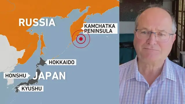 Video thumbnail for Tsunami alert for US, Russia, Japan after 8.8 quake off Russia’s eastern Kamchatka Peninsula