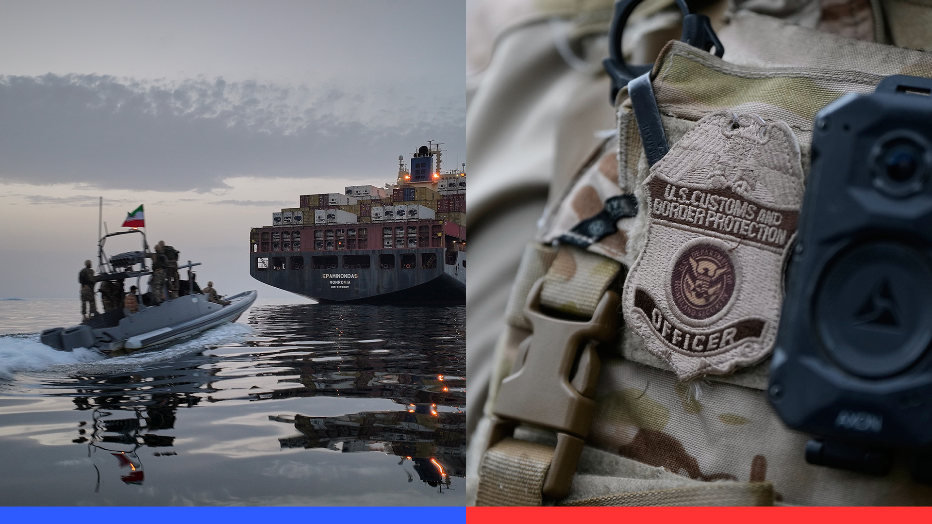 Video thumbnail for Pentagon denies Iran blockade breach; CPB officer charged in protest assault