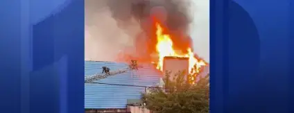 Video thumbnail for Heavy flames tear through Hasbrouck Heights IHOP along Route 17