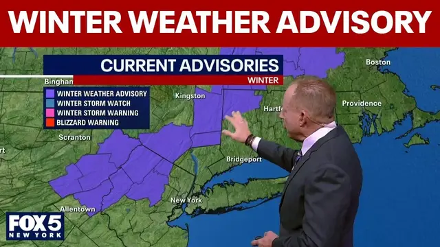Video thumbnail for Winter weather advisory for parts of NY, NJ