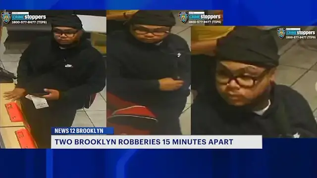 Video thumbnail for Duo wanted for robberies 15 minutes apart in Brooklyn