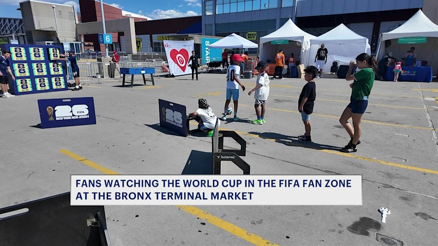 Video thumbnail for Fans gather in the Bronx to celebrate World Cup spirit through watch parties, food and family
